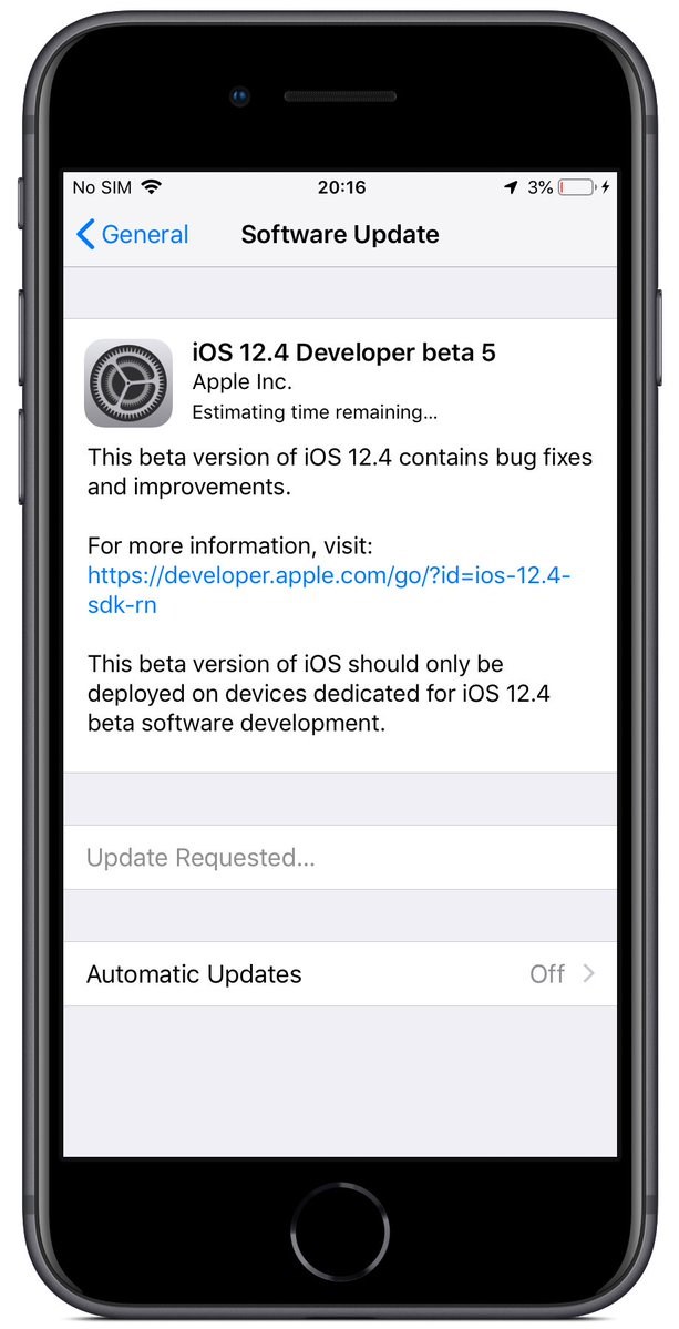 苹果iOS 12.4开发者预览版/公测版Beta 5推送