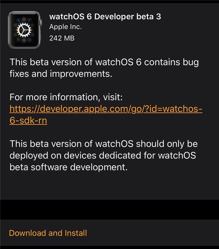 苹果推送第三个 watchOS 6 开发者测试版：支持删除部分自带应用