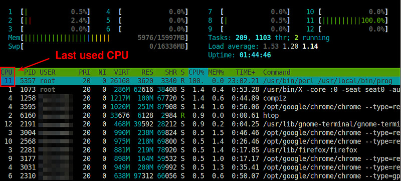 获知Linux的进程运行在哪个CPU内核上的方法