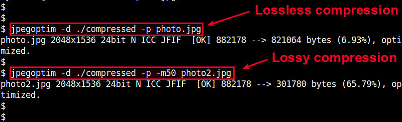 Linux系统下在命令行中压缩JPEG图像的方法