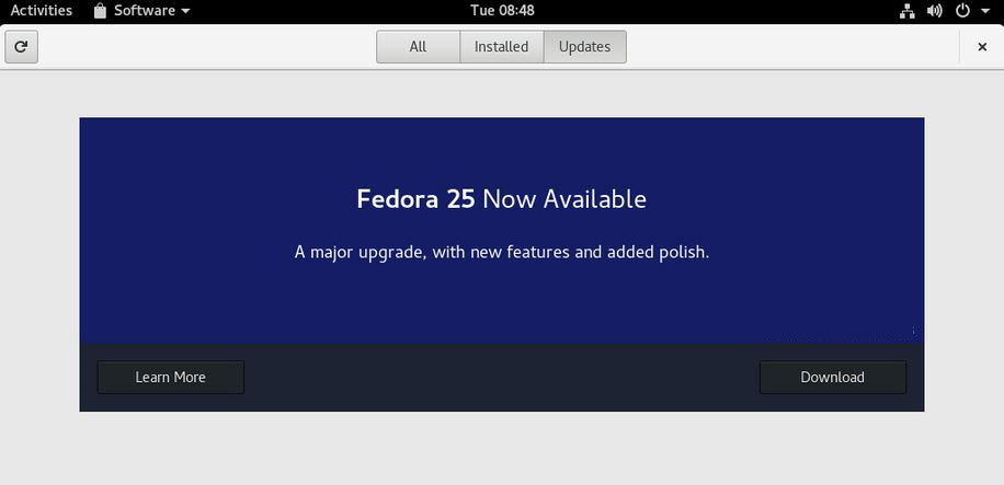 将Fedora24升级至最新的Fedora25版的教程