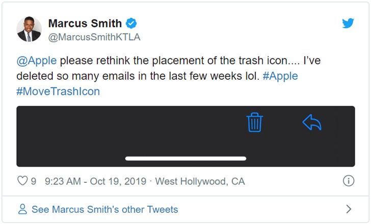 用户吐槽：苹果iOS 13邮件应用新设计让其误删电子邮件