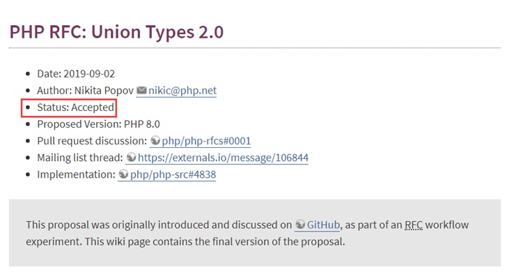 投票通过！PHP 8 确认引入 Union Types 2.0联合类型
