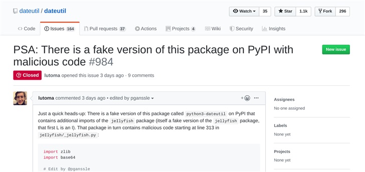 jeIlyfish和jellyfish，你能区分哪个是Python软件包索引PyPI上伪造库吗？