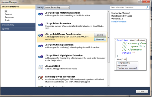 Visual Studio 2010 前端开发工具/扩展/插件推荐