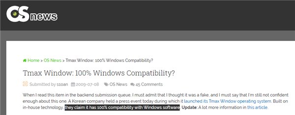 韩国人曾宣称开发全兼容Windows 7的自主操作系统，我们测试了下结果