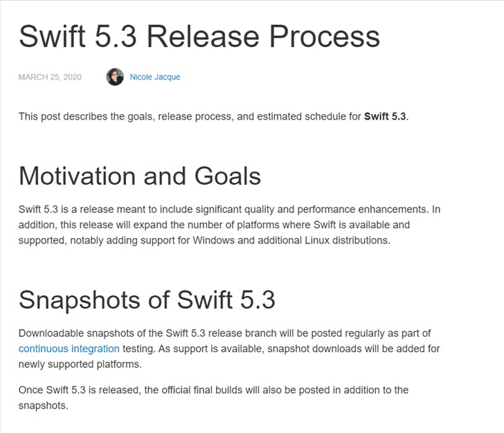 苹果 Swift 5.3 将支持 Windows 和其他 Linux 发行版