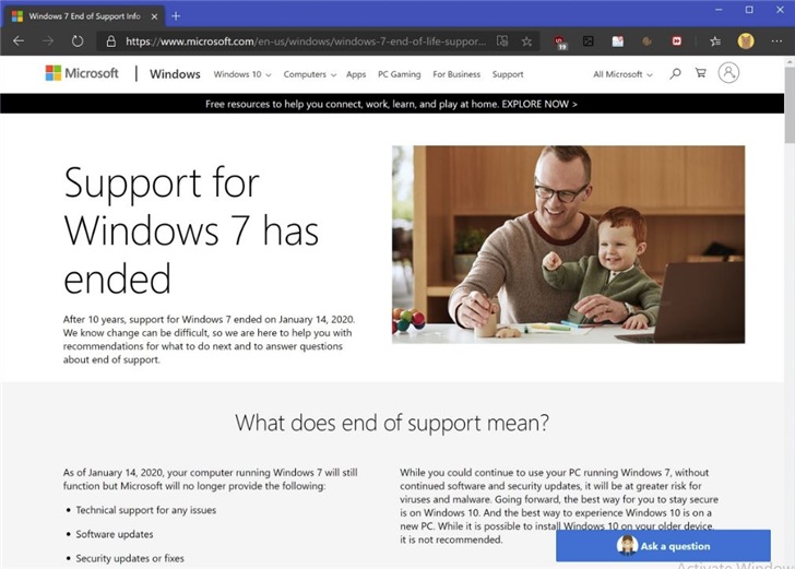 微软确认：新Edge浏览器明年将不再支持Win7系统