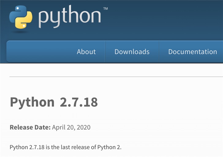 Python 2.7.18 发布，Python 2 时代结束