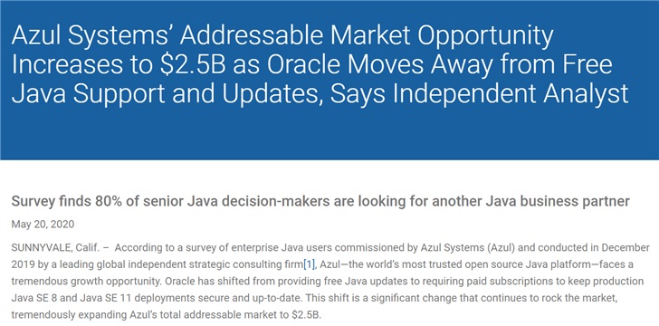 付费订阅后续：八成 Oracle JDK 用户正在考虑其他支持选项