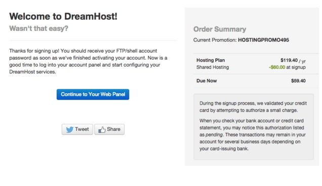 DreamHost的Shared Hosting共享主机空间购买教程