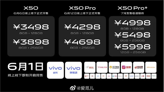 vivoX50手机多少钱 vivoX50Pro系列手机配置价格汇总
