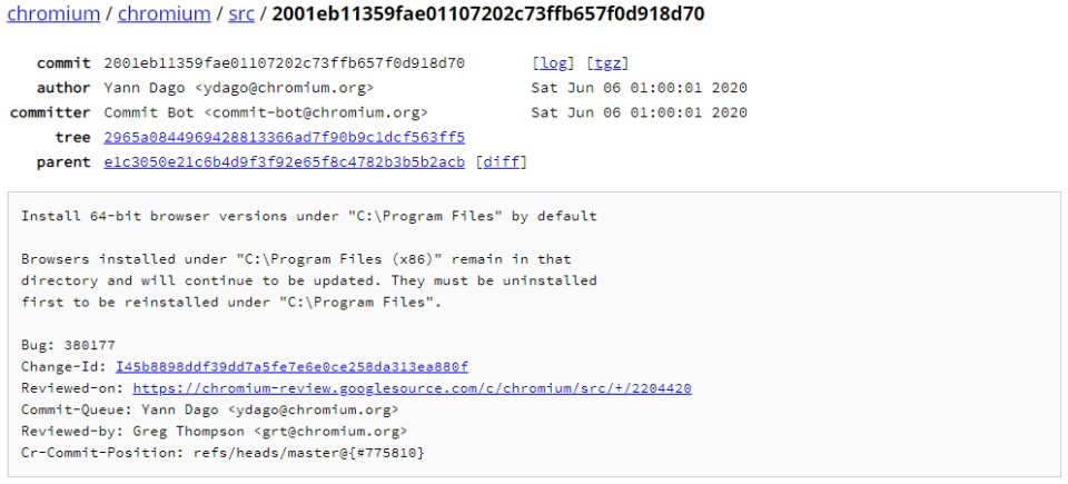 终于改了！64 位版本 Chrome 将默认安装在 “C:\Program Files”目录下