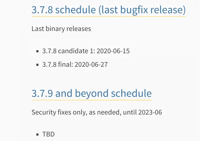Python 3.7.8 与 3.6.11 正式发布