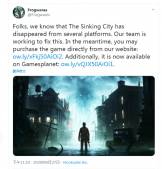 《沉没之城》从部分商店平台消失 开发商正在解决