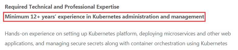 IBM 迷惑招聘广告：应聘者具备至少 12 年 Kubernetes 使用经验