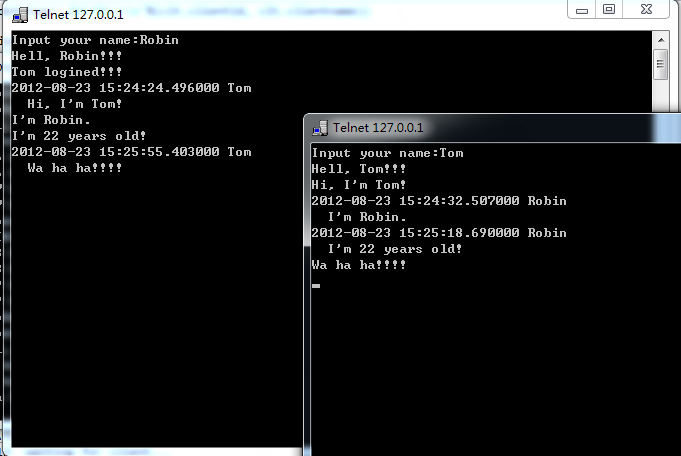 Python实现的使用telnet登陆聊天室实例