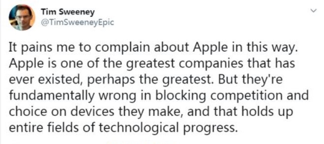Epic 创始人再次吐槽苹果垄断，称其阻碍了技术进步