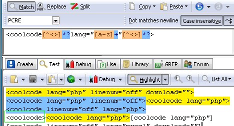 coolcode转SyntaxHighlighter与Mysql正则表达式实现分析