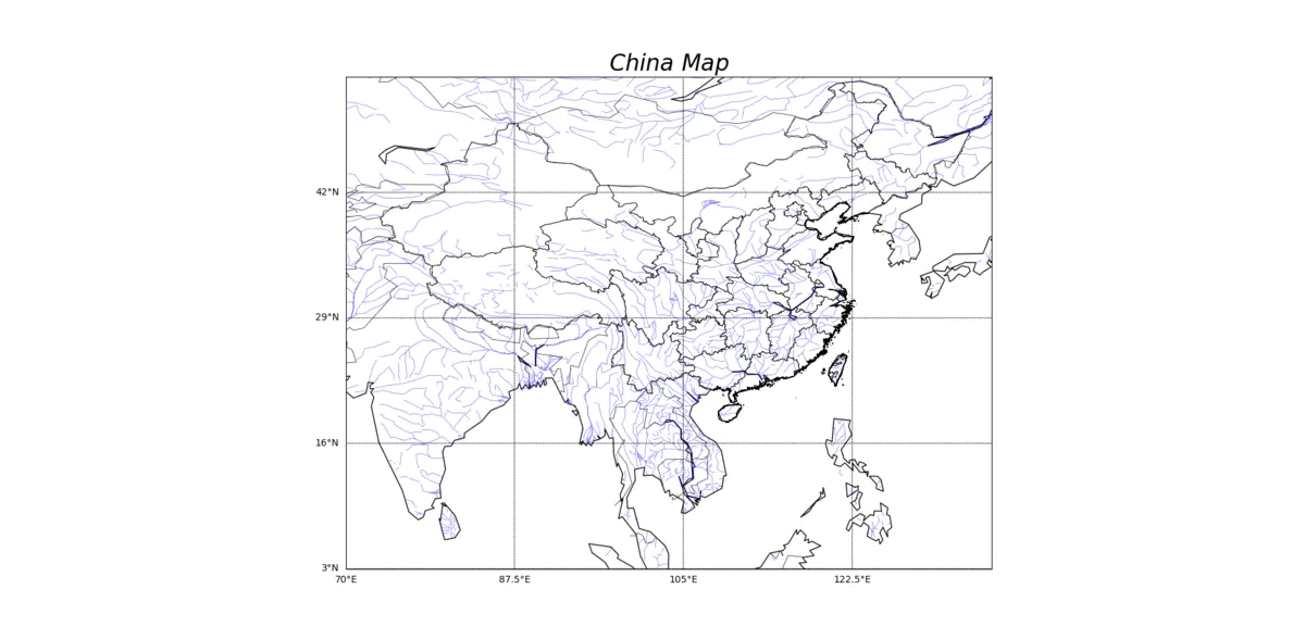 利用python绘制中国地图（含省界、河流等）