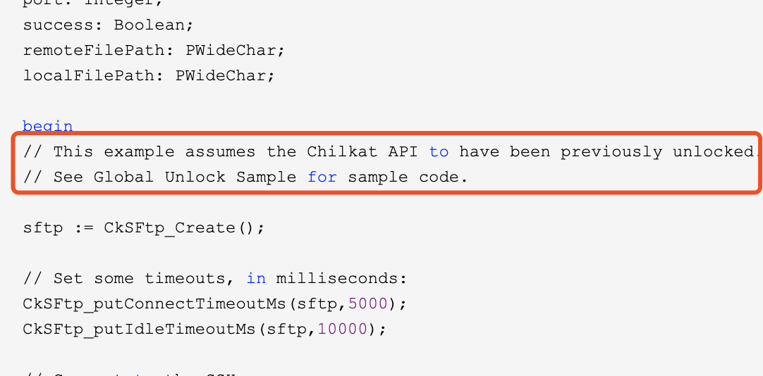 delphi使用Chilkat 组件和库从SFTP下载文件的方法