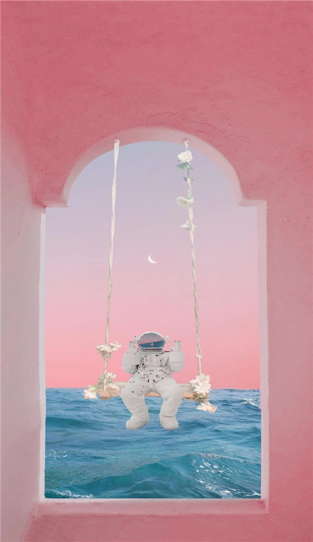 浪漫太空人粉色系空间精选壁纸 天使擅自闯入人间