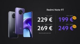 Redmi Note 9T 发布：5000mAh 电池 + 天玑 800U，199 欧元起