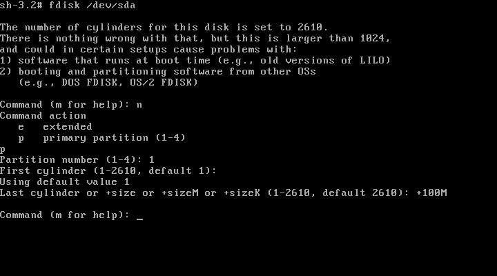 linux 字符界面 安装模式创建LVM