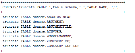 MySQL用truncate命令快速清空一个数据库中的所有表