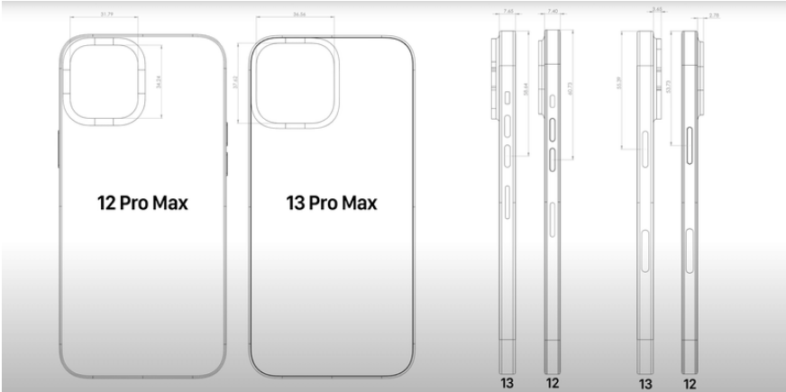 苹果 iPhone 13 mini/Pro Max CAD 设计图曝光：摄像头尺寸比 iPhone 12 系列更大