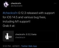 苹果越狱工具 Checkra1n 更新：iOS 14.5、M1 Mac 获支持