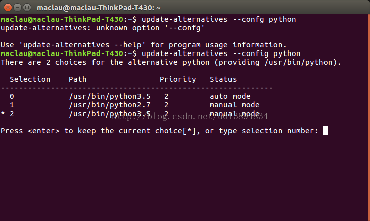 ubuntu 16.04下python版本切换的方法
