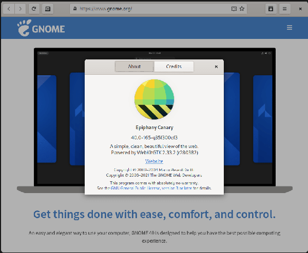 使用 GNOME Web 的 Canary 版本测试前沿功能