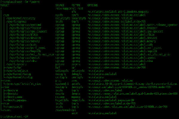 Linux中使用findmnt命令查找已挂载的文件系统