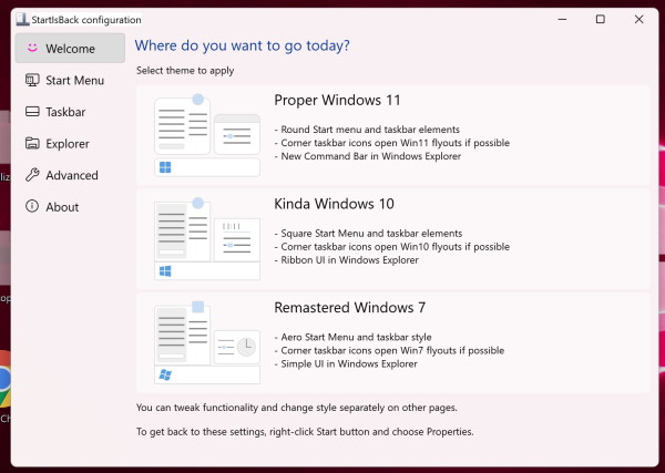 StartIsBack预览版开始兼容Windows 11 可以找回经典开始菜单和任务栏