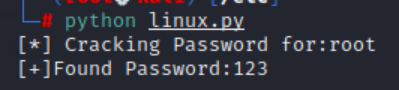 python渗透测试linux密码激活的示例