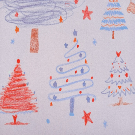 手绘的很好看又很有氛围感的圣诞树图片 圣诞树最顶上那颗一闪一闪的星星