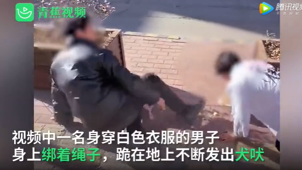 两男子为拍视频街头扮狗夺食 官方:立即删除停更3个月