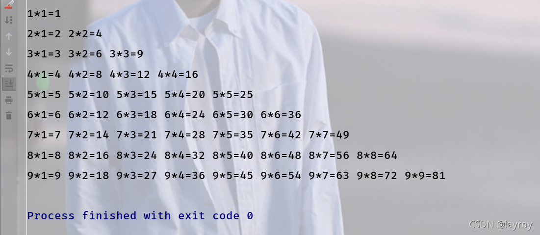 Java打印九九乘法表代码详情