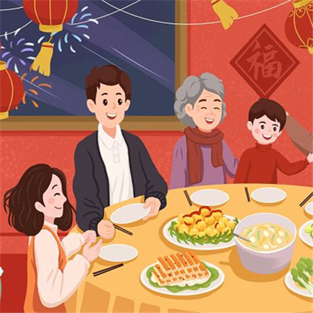 2022年夜饭图片家庭版卡通 其乐融融很和谐的年夜饭素材合集