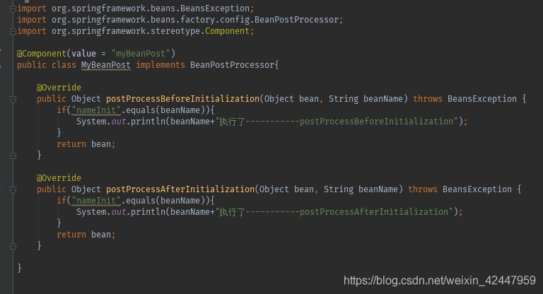 Spring BeanPostProcessor(后置处理器)的用法