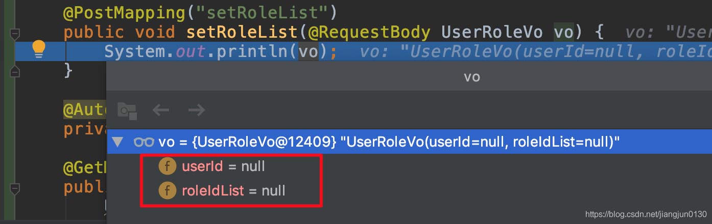 springboot post接口接受json时,转换为对象时,属性都为null的解决