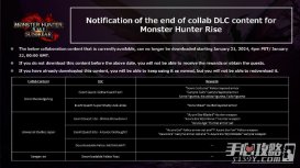 《怪物猎人：崛起》部分联动活动即将绝版 明年停止配信