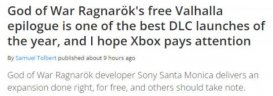 《战神5》免费DLC备受赞誉：突显游戏的无私奉献