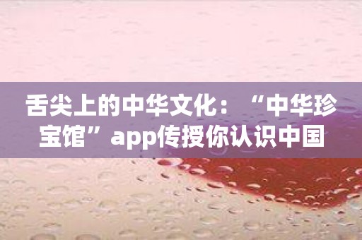 舌尖上的中华文化：“中华珍宝馆”app传授你认识中国